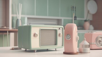 Retro elements and a pastel color scheme for a vintage feel created with generative AI technology