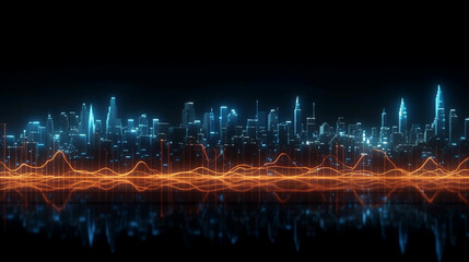 illustration Business success and growth concept.Stock market business graph chart on digital screen.Forex market, Gold market. Generative AI.