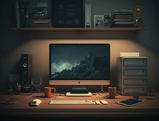 monitor and computer