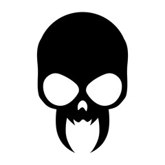 Skull icon illustration. Gothic design for prints. Comic style. Sticker for Horror or Halloween. Hand drawing illustration isolated on white background. Vector EPS 10