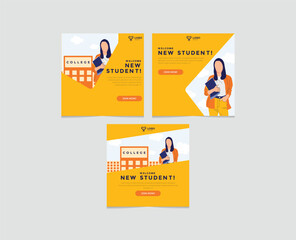 College student for social media template advertising