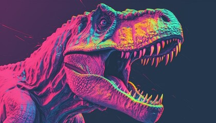 Vaporwave Outrun T-rex Dinosaur