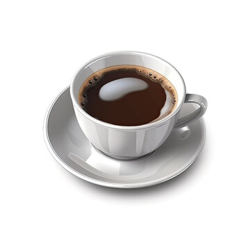 Cup of coffee on white background, isometric. Generative AI