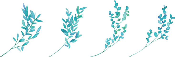 水彩画。手書きの水彩草木ベクターフレーム。草木の水彩装飾。Watercolor painting. Hand drawn watercolor grass tree vector frame. Watercolor decoration of plants and trees.