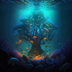Naklejka na ściany i meble Underwater Coral Tree