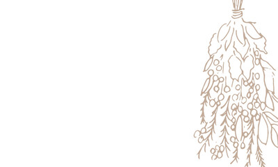 線画。線画ベクターイラスト。ナチュラルイメージの植物背景。Line drawing. Line drawing vector illustration of swag. Plant background with natural image.