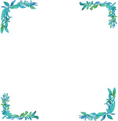 Obraz premium 水彩画。手書きの水彩草木ベクターフレーム。草木の水彩装飾。