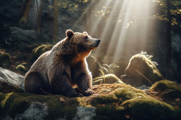brown bear with sun exposure