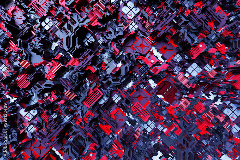 Aufkleber 3d illustration of a pattern in the form of a metal, technological plating of a spaceship or a robot