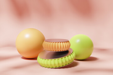 3d rendering of podium and abstract geometric with empty space.  Award ceremony concept. Stage background.