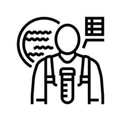 hydrologist worker line icon vector illustration