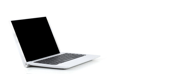 laptop computer on white background and free space