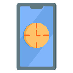 Phone and time Icon Flat. Vector Illustration