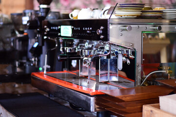 Freshly brewed coffee in a coffee shop