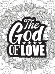 Religious Quotes Coloring pages. Coloring page for adults and kids. Vector Illustration.