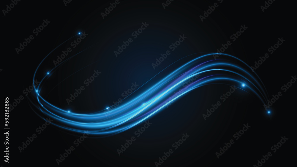 Poster blue neon light cosmic vector abstract. glow effect, oval, circle. vector. abstract vector neon wave