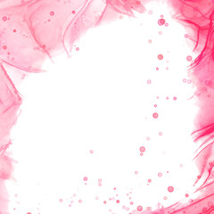 Abstract watercolor or alcohol ink art pink white background with golden crackers. Pastel pink marble drawing effect. llustration design template for wedding invitation,decoration, banner, background.
