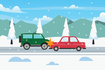 Winter driving car drift accident 2d vector illustration concept for banner, website, illustration, landing page, flyer, etc.