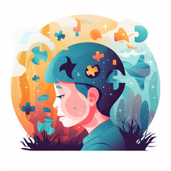 Illustration of a person with autism - unique perspectives and talents of those on the autism spectrum