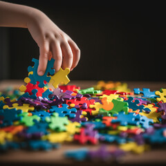 Illustration of a hand with a puzzle - unique perspectives and talents of those on the autism spectrum