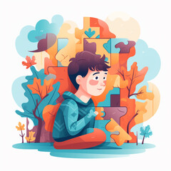 Illustration of a person with autism - unique perspectives and talents of those on the autism spectrum