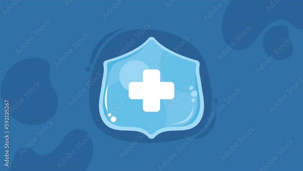 Sticker blue shield with cross animation