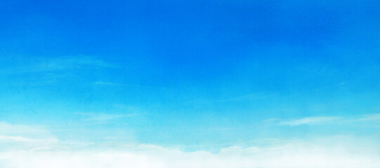 コピースペースのある水彩で描いた青空の風景イラスト	