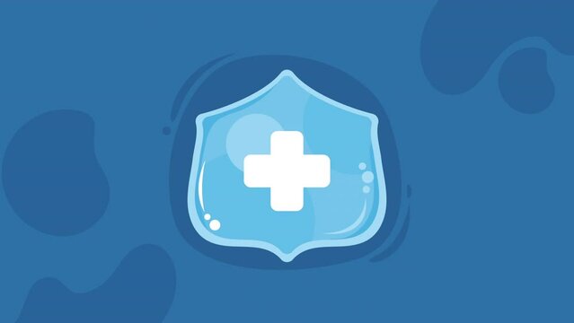 blue shield with cross animation