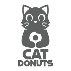 Modern mascot flat design simple minimalist cute cat donut logo icon design template vector with modern illustration concept style for cafe, bakery shop, restaurant, badge, emblem and label