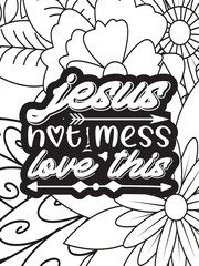 Fototapeta premium Religious Quotes Coloring pages. Coloring page for adults and kids. Vector Illustration.