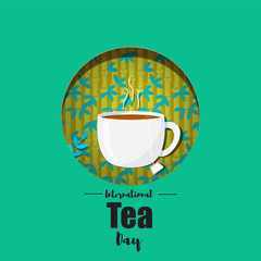 Vector illustration of International Tea Day 21 May social media story feed mockup template post