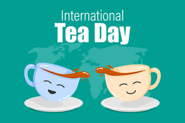 Vector illustration of International Tea Day 21 May social media story feed mockup template post