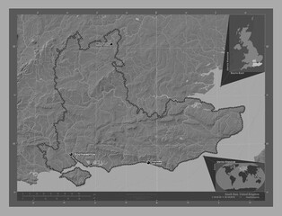 South East, United Kingdom. Bilevel. Labelled points of cities