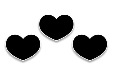 3 Heart shape photo frames template design in a simple layout. Used as a printable photo collage or a blank mock up to place your album pictures or photographs collection in an old looking style.