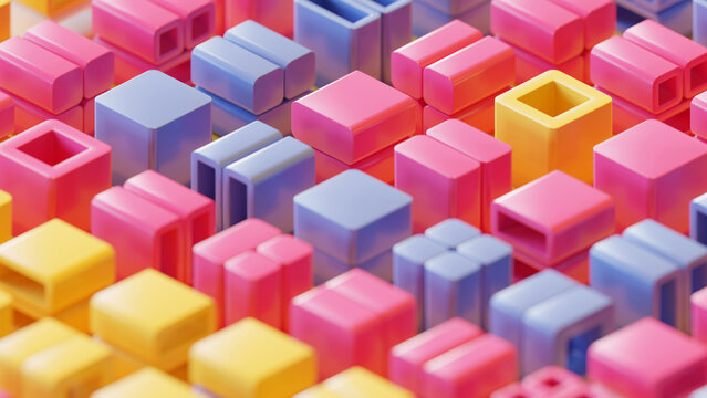Cube Composition 3D Illustration Background 04