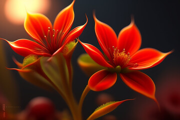 Obraz premium red and yellow flowers generated Ai
