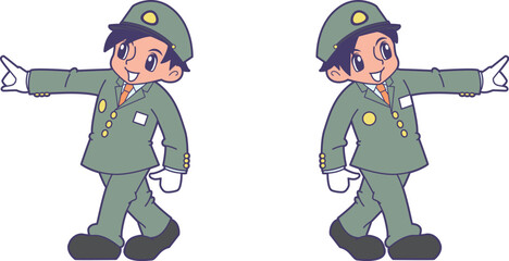 指差し確認する鉄道員