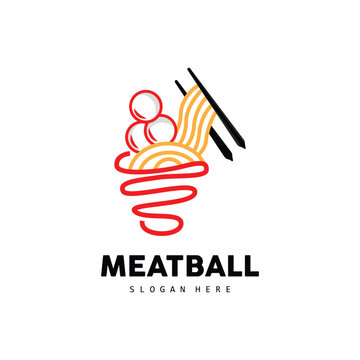 Meatball Logo, Vector For Food Stall Brand, Fast Food Simple Design Icon, Template Illustration