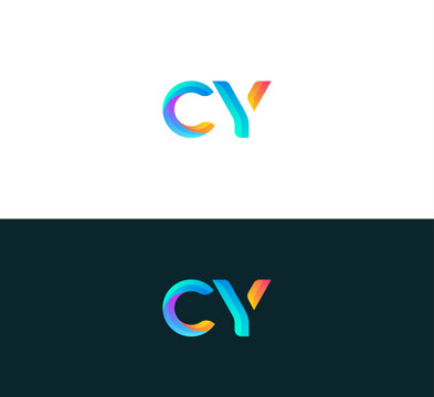 Minimalist Abstract Initial letter CY, YC logo. 3D colorful CY, YC.