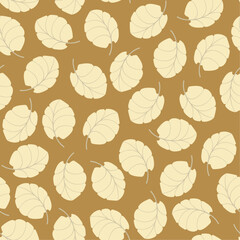 Leaves Seamless Pattern. Line Drawing Leaf Wallpaper Botanical Pattern. Luxurious Leaves Texture for Print, Textile, Fabric. Abstract Leaf Line Design. Vector Hand-Drawn Outline Botanical Design.