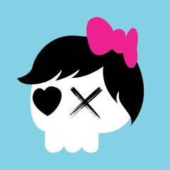 Emo kid Skull With Ribbon Y2K Myspace Aesthetic