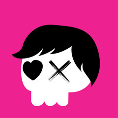 Emo kid Skull with emo bangs Y2K Myspace Aesthetic