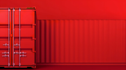 red freight cargo containers on the red background with copy space - Generative AI