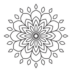 Easy mandala like flower or star, basic and simple mandalas Coloring Book for adults, seniors, and beginner. Digital drawing. Floral. Flower. Oriental. Book Page