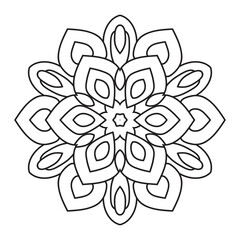 Easy mandala like flower or star, basic and simple mandalas Coloring Book for adults, seniors, and beginner. Digital drawing. Floral. Flower. Oriental. Book Page