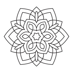 Easy mandala like flower or star, basic and simple mandalas Coloring Book for adults, seniors, and beginner. Digital drawing. Floral. Flower. Oriental. Book Page