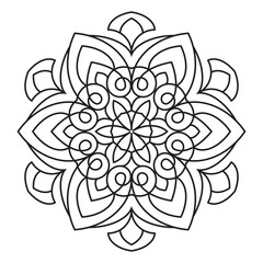 Easy mandala like flower or star, basic and simple mandalas Coloring Book for adults, seniors, and beginner. Digital drawing. Floral. Flower. Oriental. Book Page