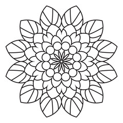 Easy mandala like flower or star, basic and simple mandalas Coloring Book for adults, seniors, and beginner. Digital drawing. Floral. Flower. Oriental. Book Page