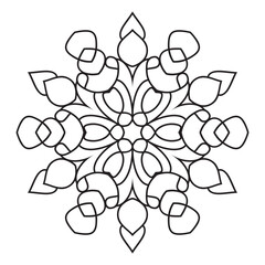 Easy mandala like flower or star, basic and simple mandalas Coloring Book for adults, seniors, and beginner. Digital drawing. Floral. Flower. Oriental. Book Page