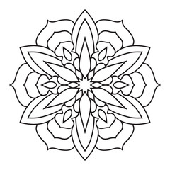 Easy mandala like flower or star, basic and simple mandalas Coloring Book for adults, seniors, and beginner. Digital drawing. Floral. Flower. Oriental. Book Page